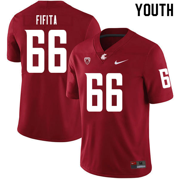 Youth #66 Ma'ake Fifita Washington State Cougars College Football Jerseys Sale-Crimson